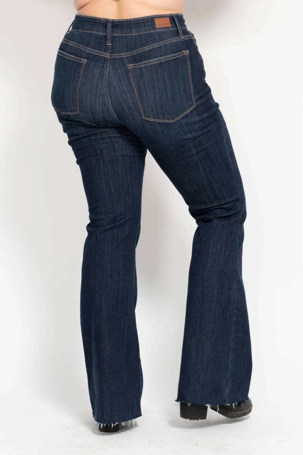 Judy Blue - High Waist Raw Hem Flare Jeans - Plus