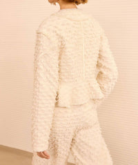 Ulla Johnson Rosalind Zip Peplum Jacket in ivory - women's jacket - alternate view