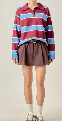 English Factory - Striped Polo Knit Top
