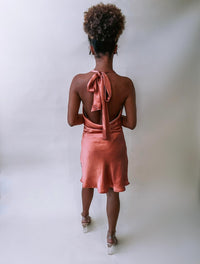 Lena - Satin Halter Neck Flare Mini Dress