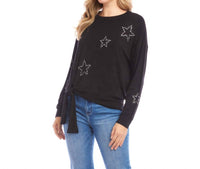 Karen Kane - Long Sleeve Embellished Star Tie-Top