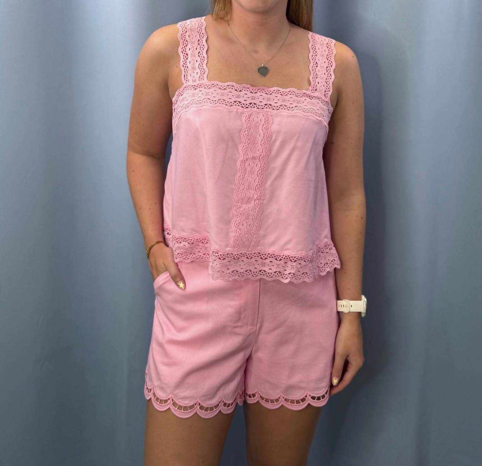 SKIES ARE BLUE Tank Set in pink - women's sleepwear