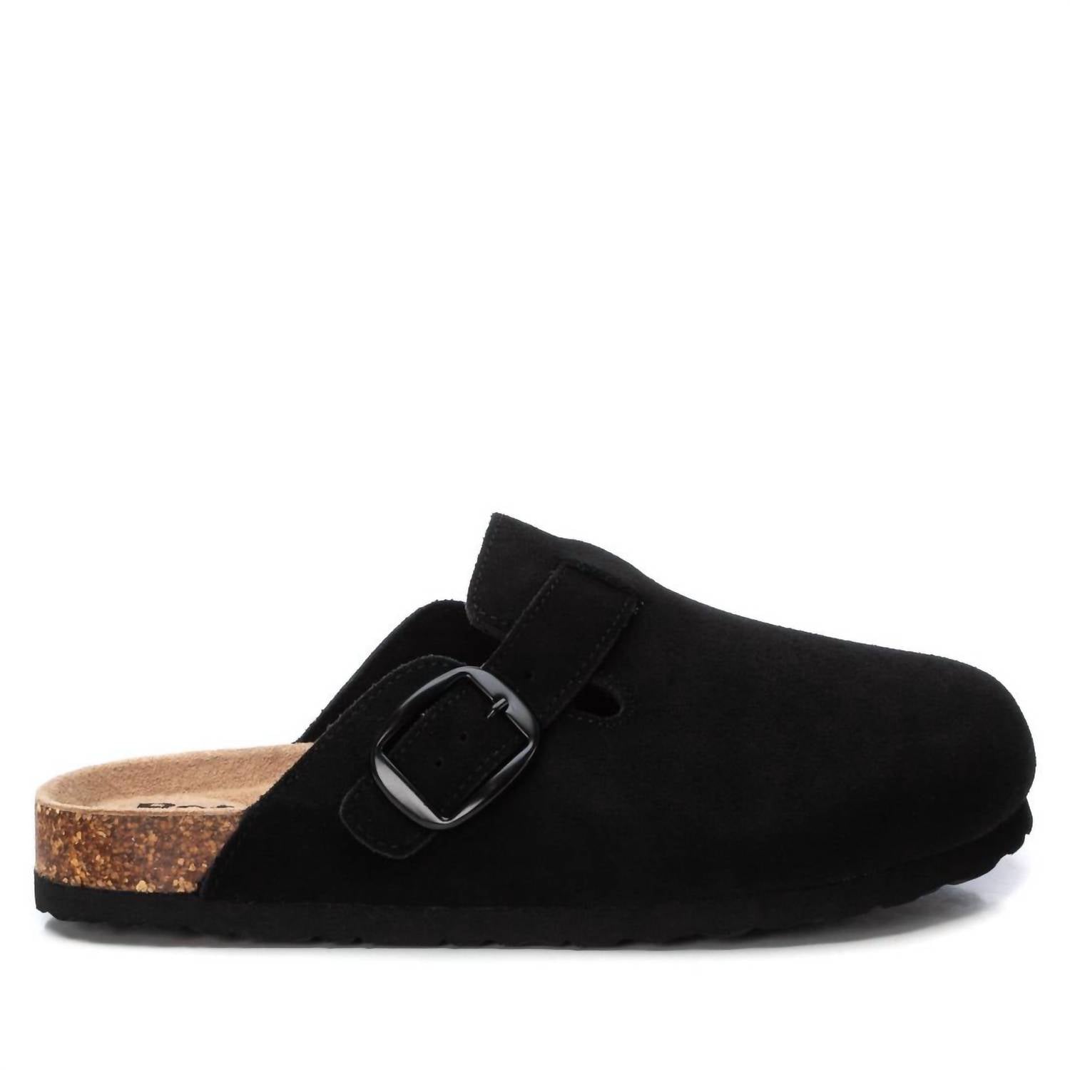 REFRESH Women's Suede Clogs in black - women's shoe - alternate view
