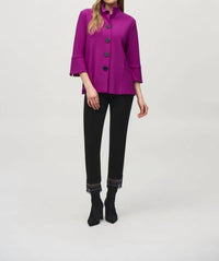 Joseph Ribkoff - Shirred Collar 3/4 Sleeves Trapeze Jacket