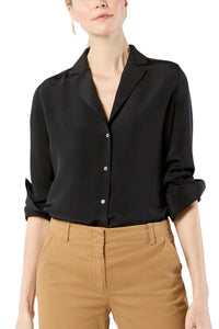 Ann Mashburn Ellis Blouse in black silk crepe de chine - women's blouse