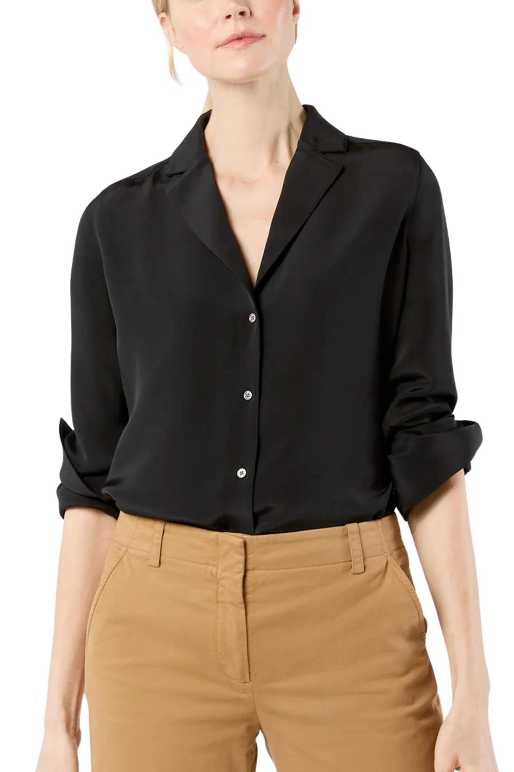 Ann Mashburn Ellis Blouse in black silk crepe de chine - women's blouse