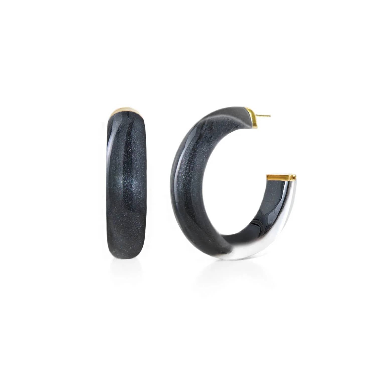 Gold & Honey - Women's Small Illusion Lucite Hoop Earrings In Neutrals