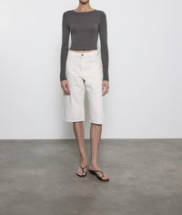 Enza Costa - SUPIMA BABY RIB LONG SLEEVE CROPPED TOP