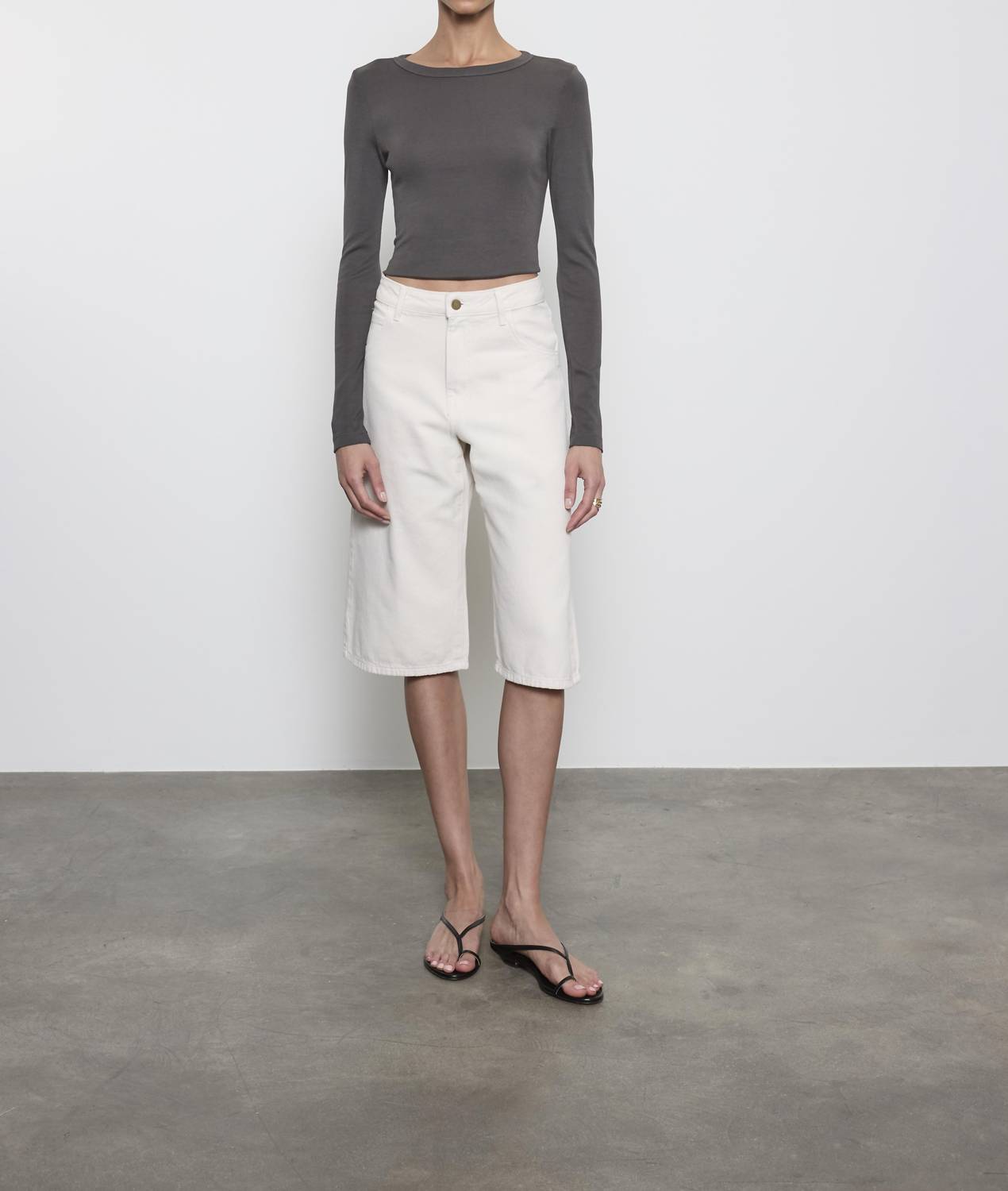 Enza Costa - SUPIMA BABY RIB LONG SLEEVE CROPPED TOP