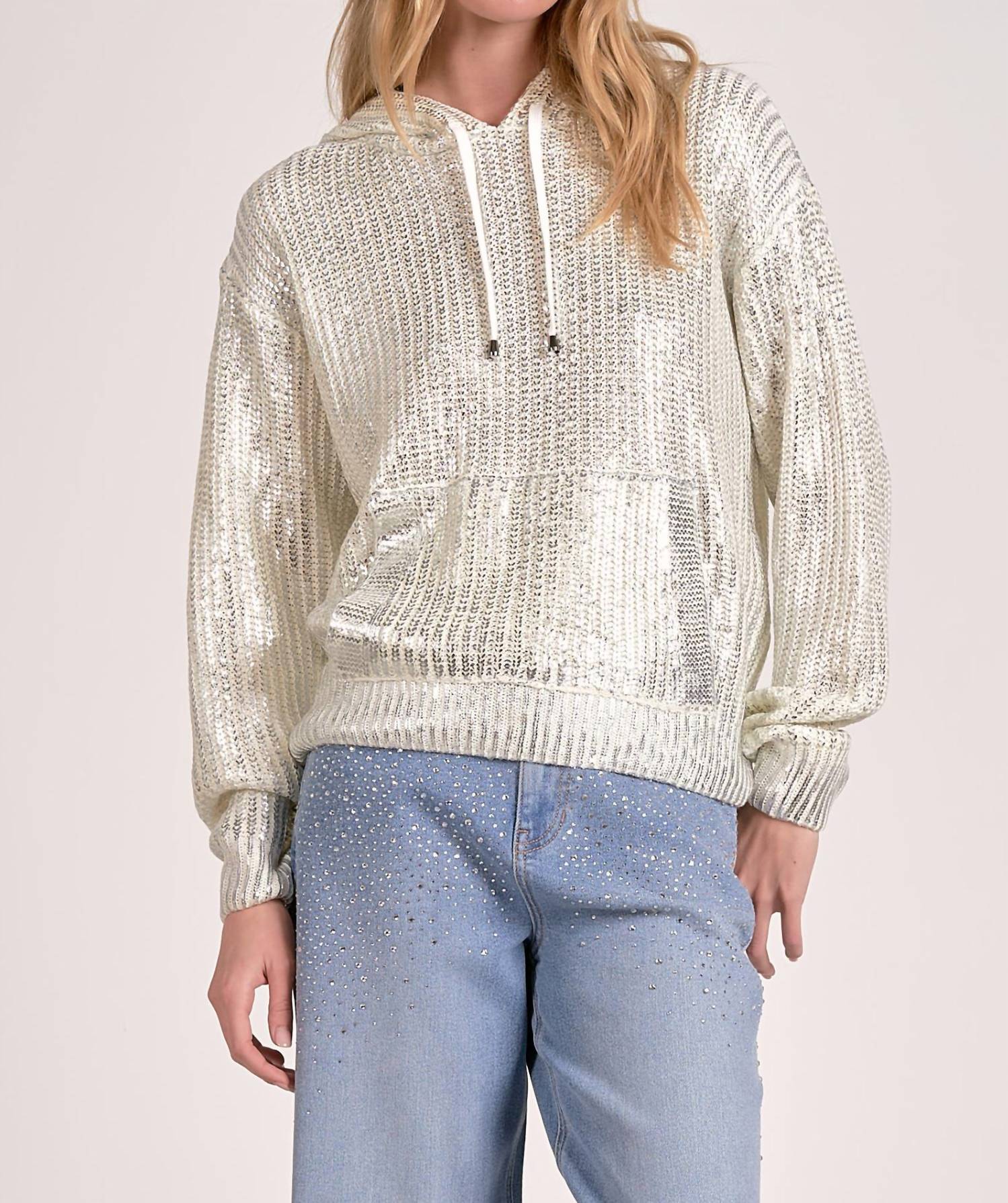 Elan - Farrah Metallic Hoodie Sweater