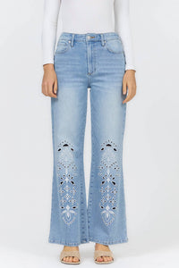 Dear John Denim - Fiona Embroidered Wide Leg Jeans