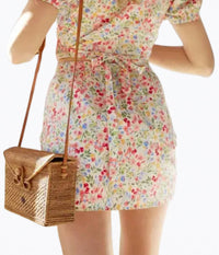 Endless Blu. - FLORAL-PRINT RUCHED STRETCH COTTON-VOILE MINI SKIRT