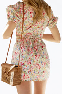 Endless Blu. - FLORAL-PRINT RUCHED STRETCH COTTON-VOILE MINI SKIRT