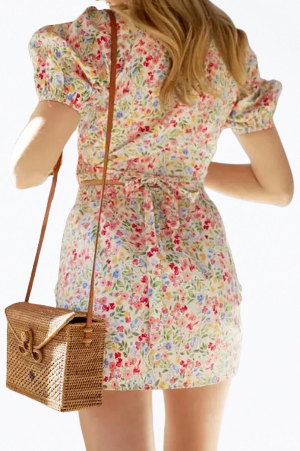 Endless Blu. - FLORAL-PRINT RUCHED STRETCH COTTON-VOILE MINI SKIRT