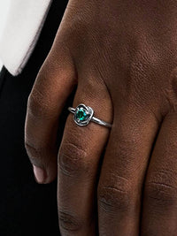 Pandora Women's May Eternity Circle Ring in royal green crystal - women's jewelry - detail view