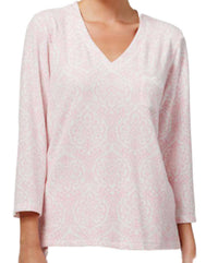 Miss Elaine - Women's Printed Brushed Waffle Knit Pajama Top
