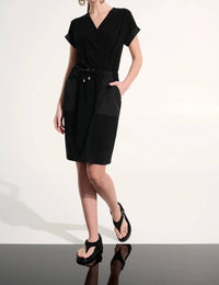 Joseph Ribkoff - Drawstring Waist Wrap Dress
