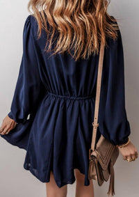 Legend Or Lies - Solid Chest Pockets Tunic Shirt Mini Dress