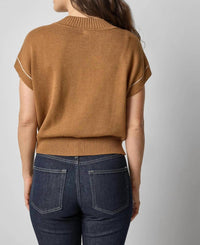 Lilla P V-Neck Sweater in cork - women's sweater - detail view