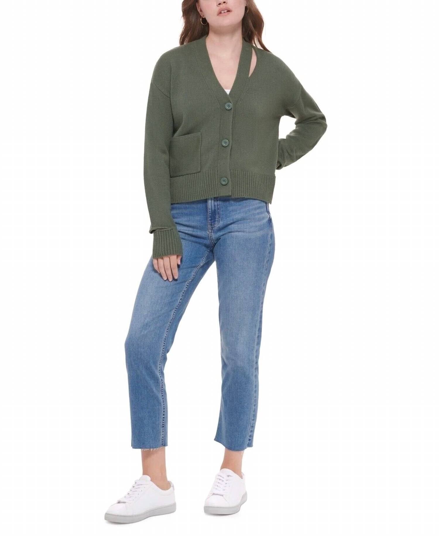 Calvin Klein - Cutout V Neck Cardigan