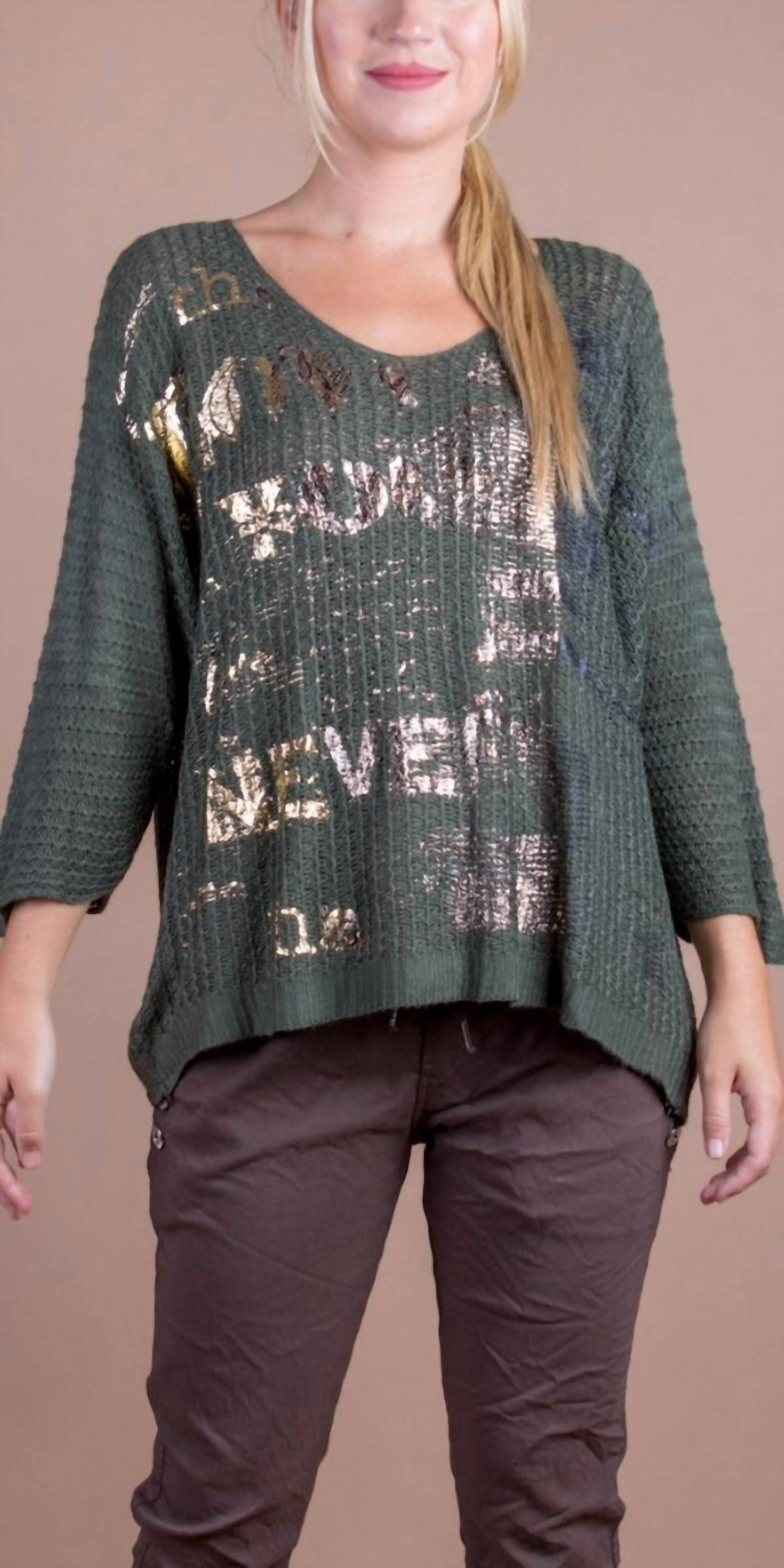 GIGI MODA Lustro Knit Sweater in olive - women's sweater