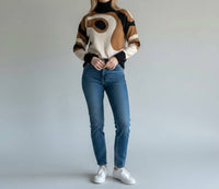 Kathie K - Abstract Knit Turtleneck Sweater