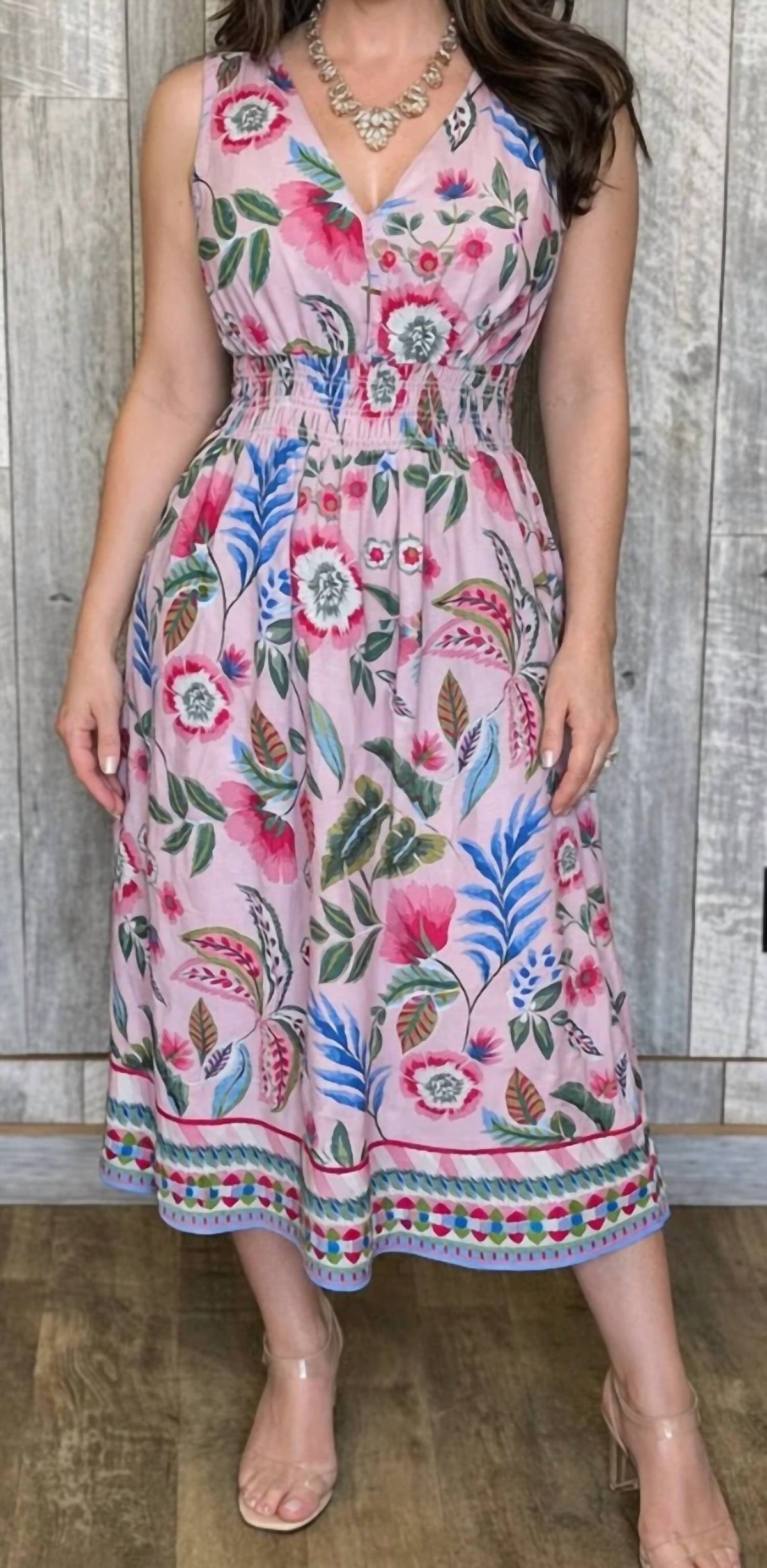 Charlie B - Smocked Waist Printed Dress