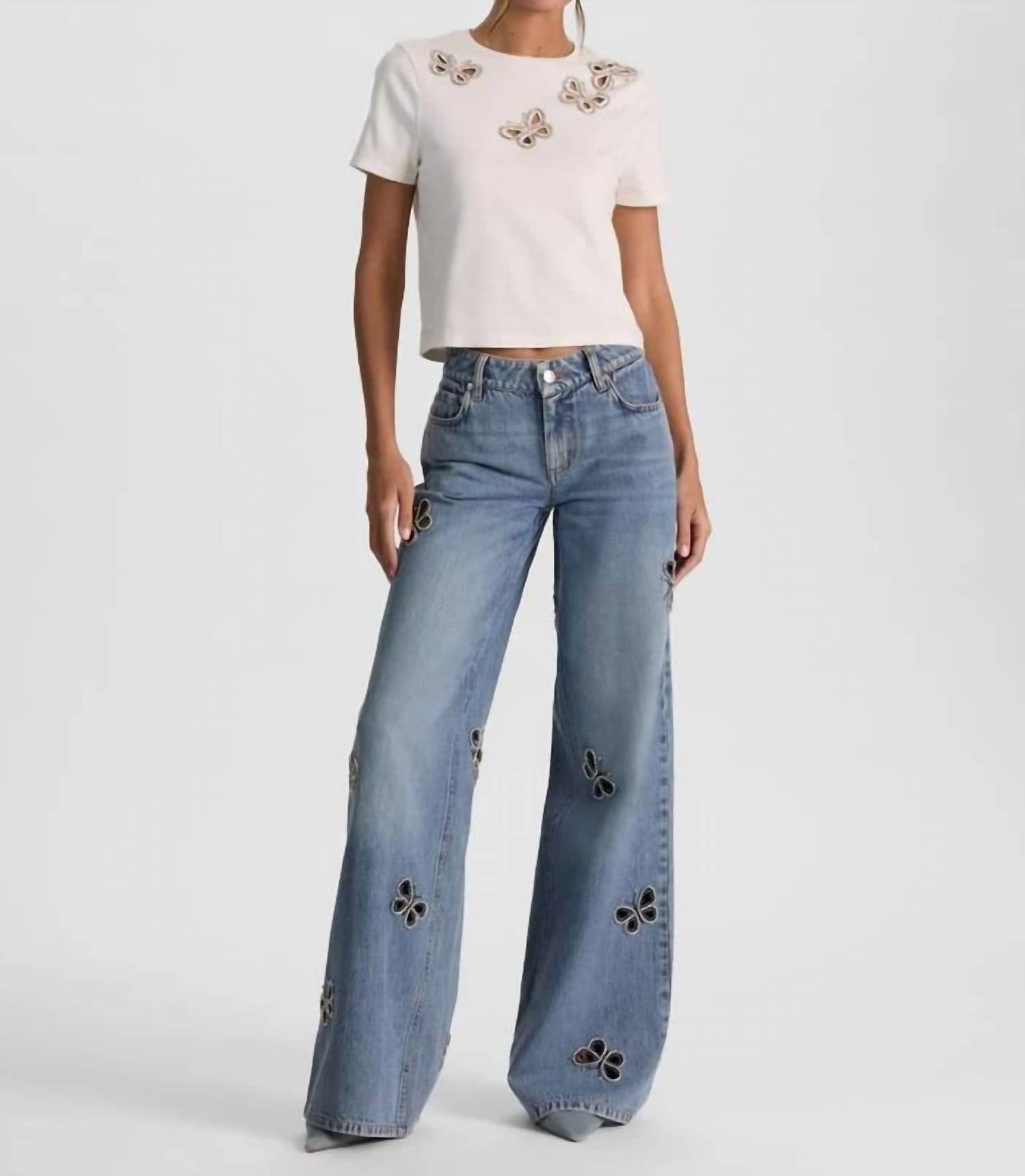 Alice + Olivia - Amazing Embellished Cutout Jean