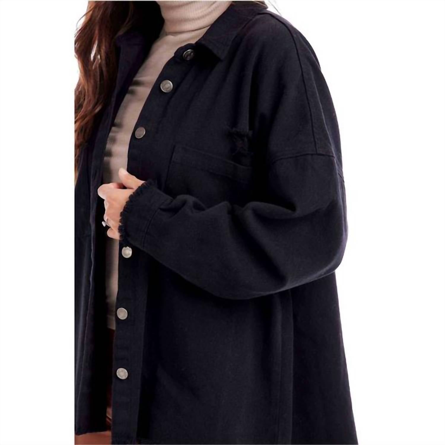 mudpie KIRBY SWING SHACKET in black - women's jacket - alternate view