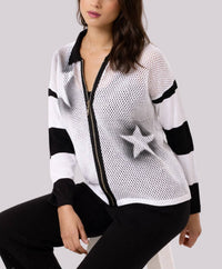 Angel Apparel - Crochet Star Zip-Up Jacket