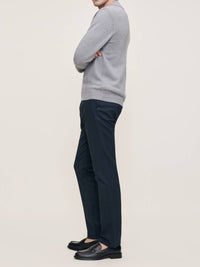 DL1961 - Men's Long Sleeve Knit Polo in grey melange - men's long sleeve top - detail view