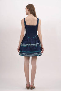 Celina Moon Midnight Mini Dress in blue azure - women's dress - detail view