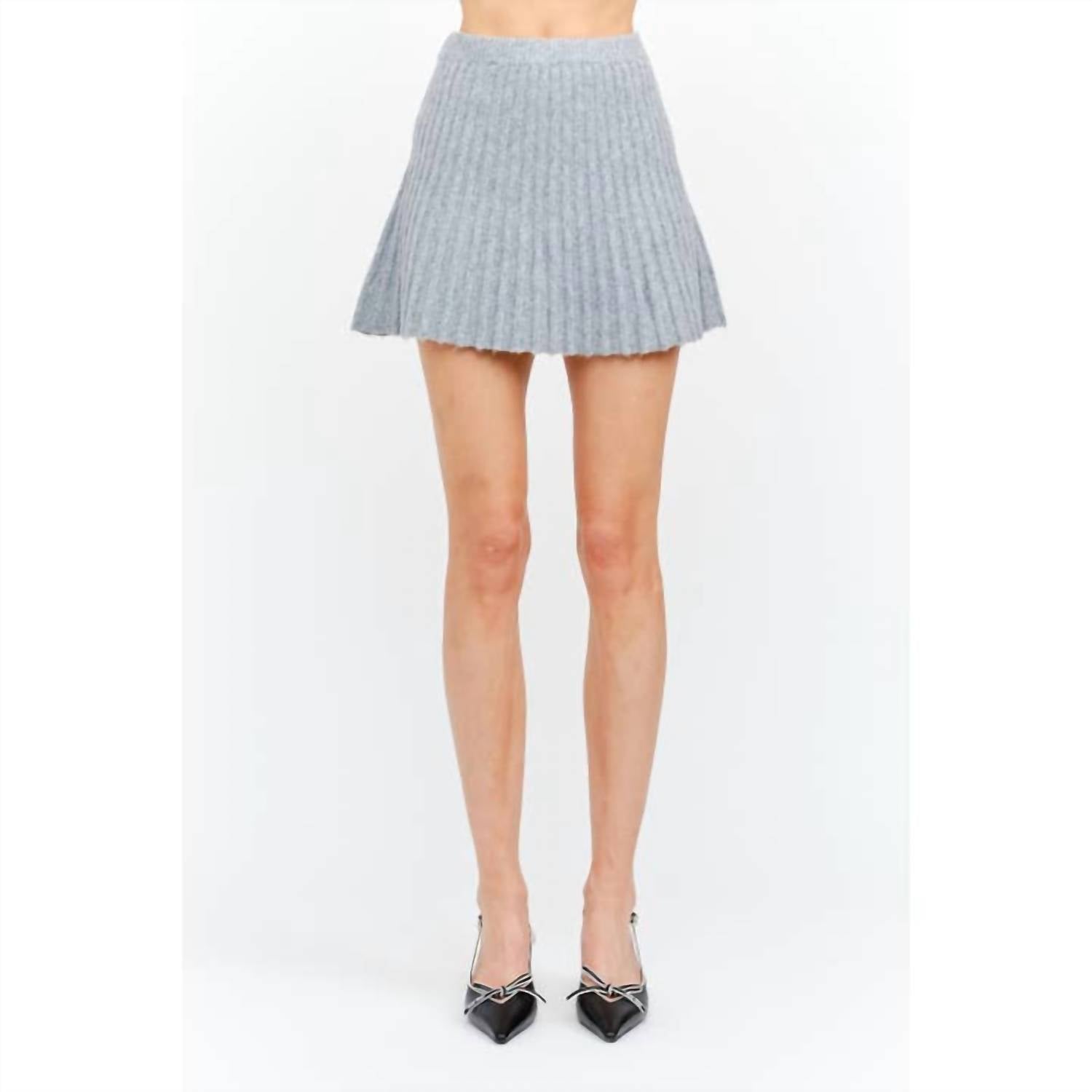 Sofie the Label Pleat Knit Skirt in heather gray - women's skirt