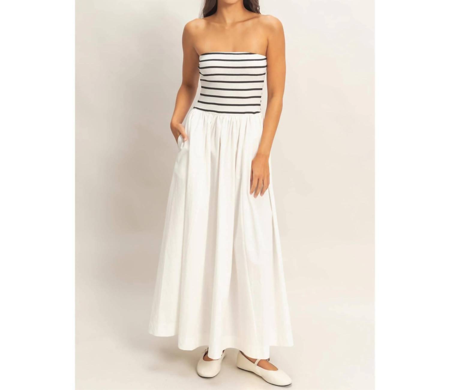 Hyfve - Striped Strapless Flowy Dress
