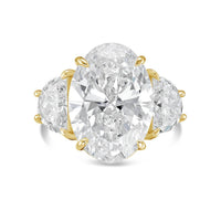 Diana M Jewels - Lab-grown Oval Diamond Ring, 15.00 Ct Center, 1.50 Ct Half Moon Sides
