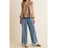 So Me - Gingham Flower Sleeve Top