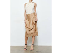 INA Fashion Classic Silky With Lace Hem Midi Skirt in gold - women's skirt - view 4