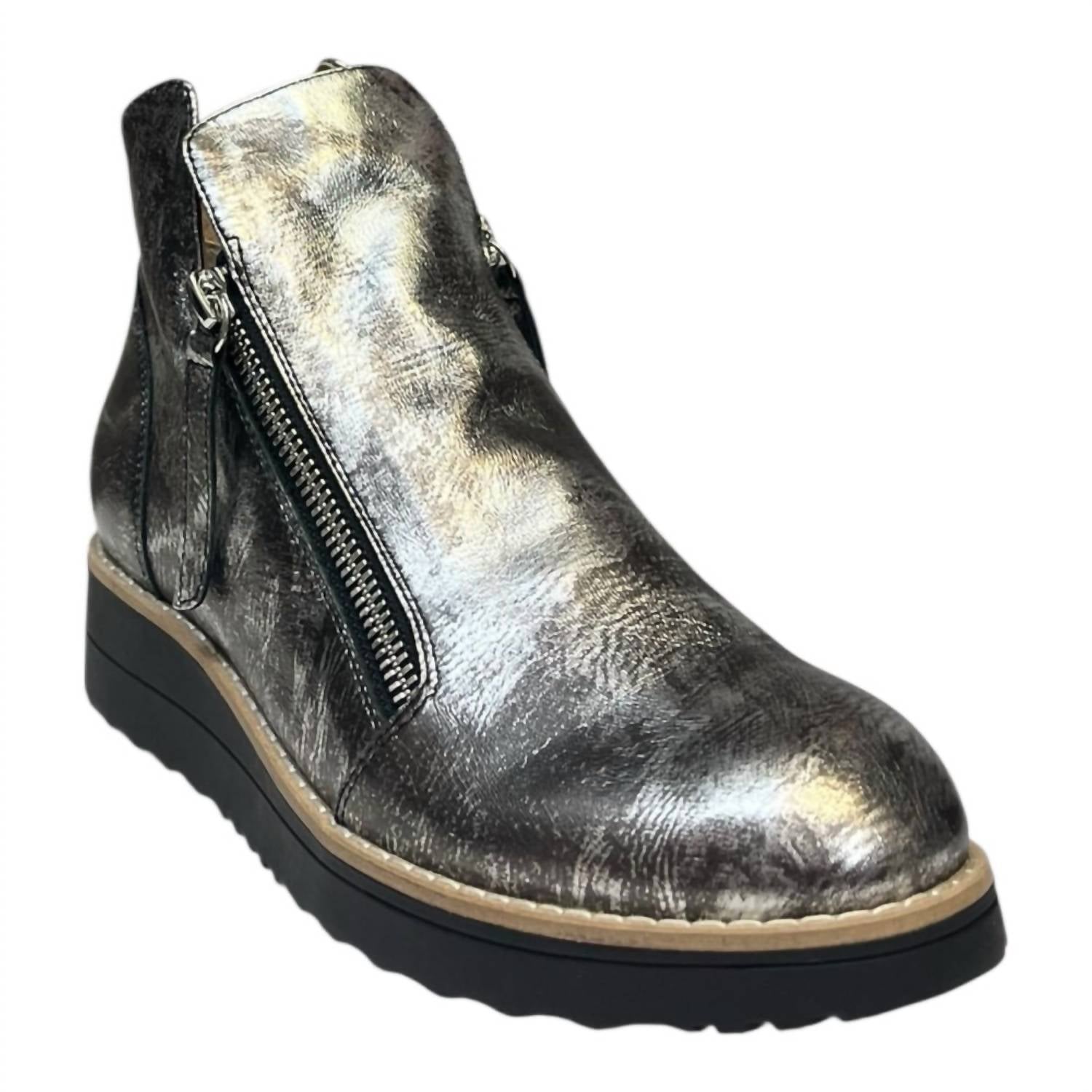 Django & Juliette Women's Smudge Leather Sneakers in metallic black - women's sneaker - view 4