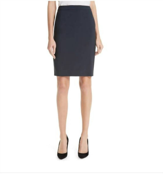 Hugo Boss - Vilea Wool Navy Blue Straight Pencil Skirt