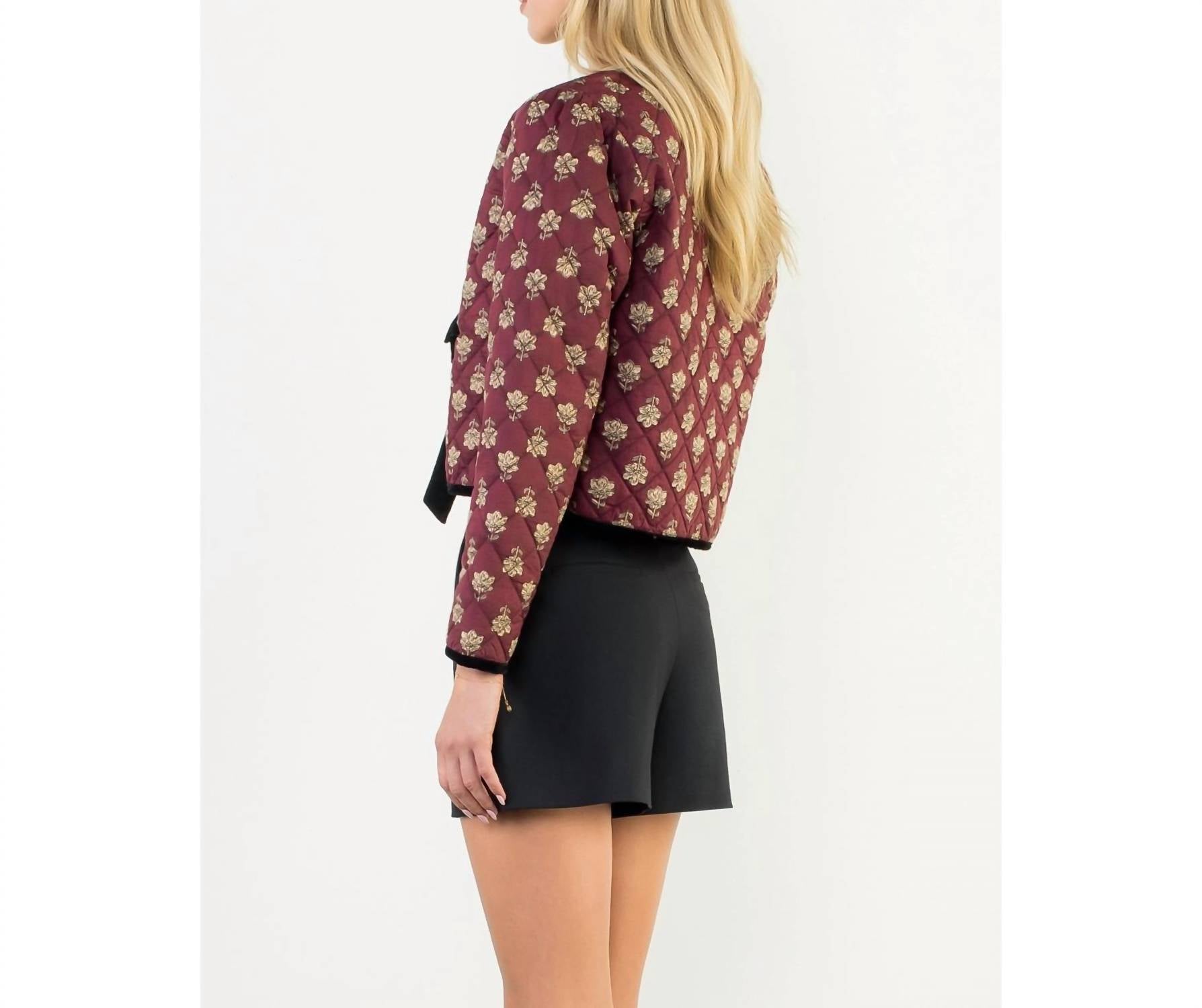 Thml - Velvet Bow Floral Quilted Jacket