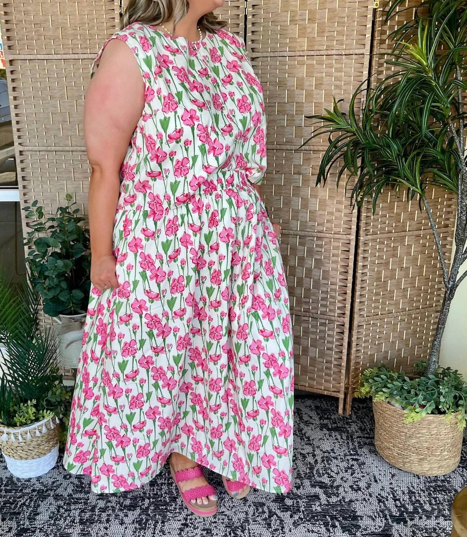 Polagram - Blooming Beauty Floral Top And Midi Skirt Set