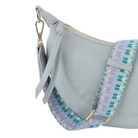 Handbag Factory Corp - Women's Soft Vegan Leather Crescent Crossbody Bag With Guitar Strap