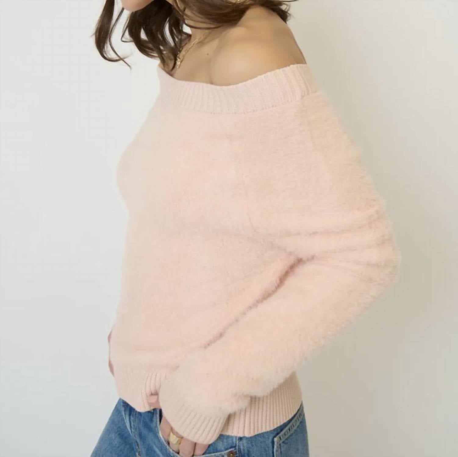 Central Park West - Roman Eyelash Off Shoulder Sweater