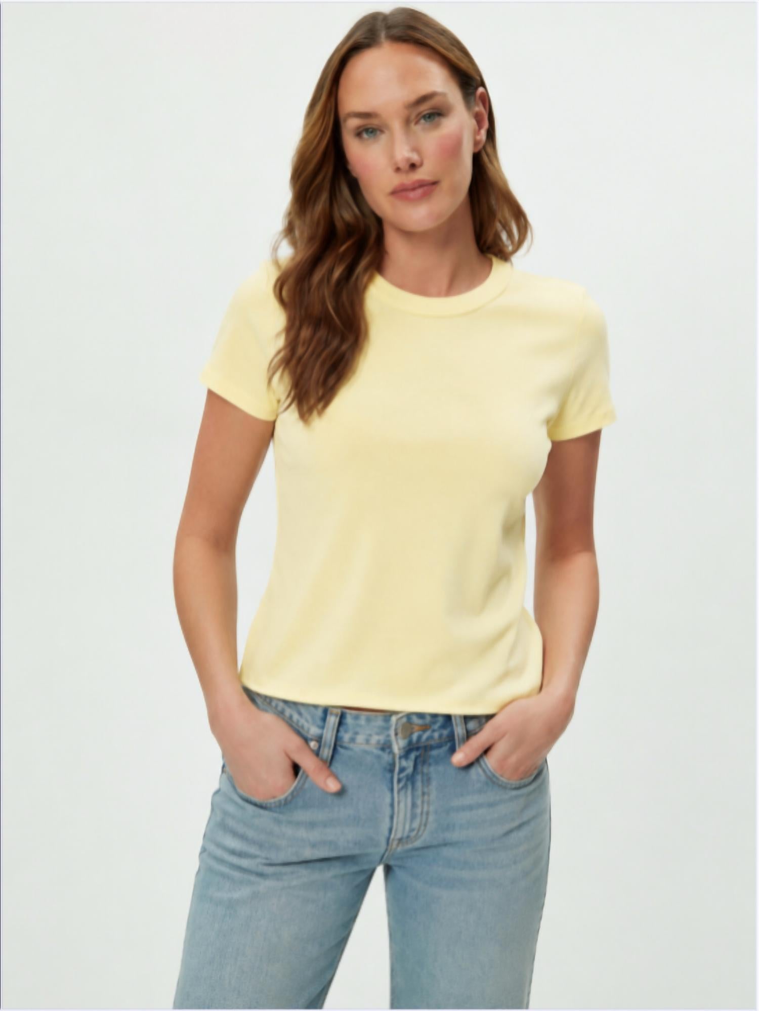 Michael Stars - Jackie Raw Edge Short Sleeve Daily Crew Tee
