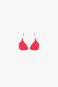 Luli Fama Cosita Buena Wavey Triangle Bikini Top in bombshell red - women's swimwear - alternate view