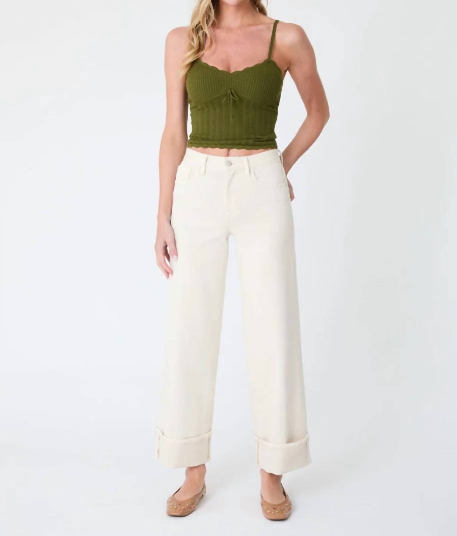 Level99 - Women's Selvedge Wide Leg Cuff Jean