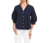 Karen Kane - Lantern Sleeve Pearl Button Top