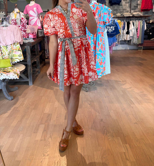 Thml - Women's Puff Sleeve Print Mini Dress