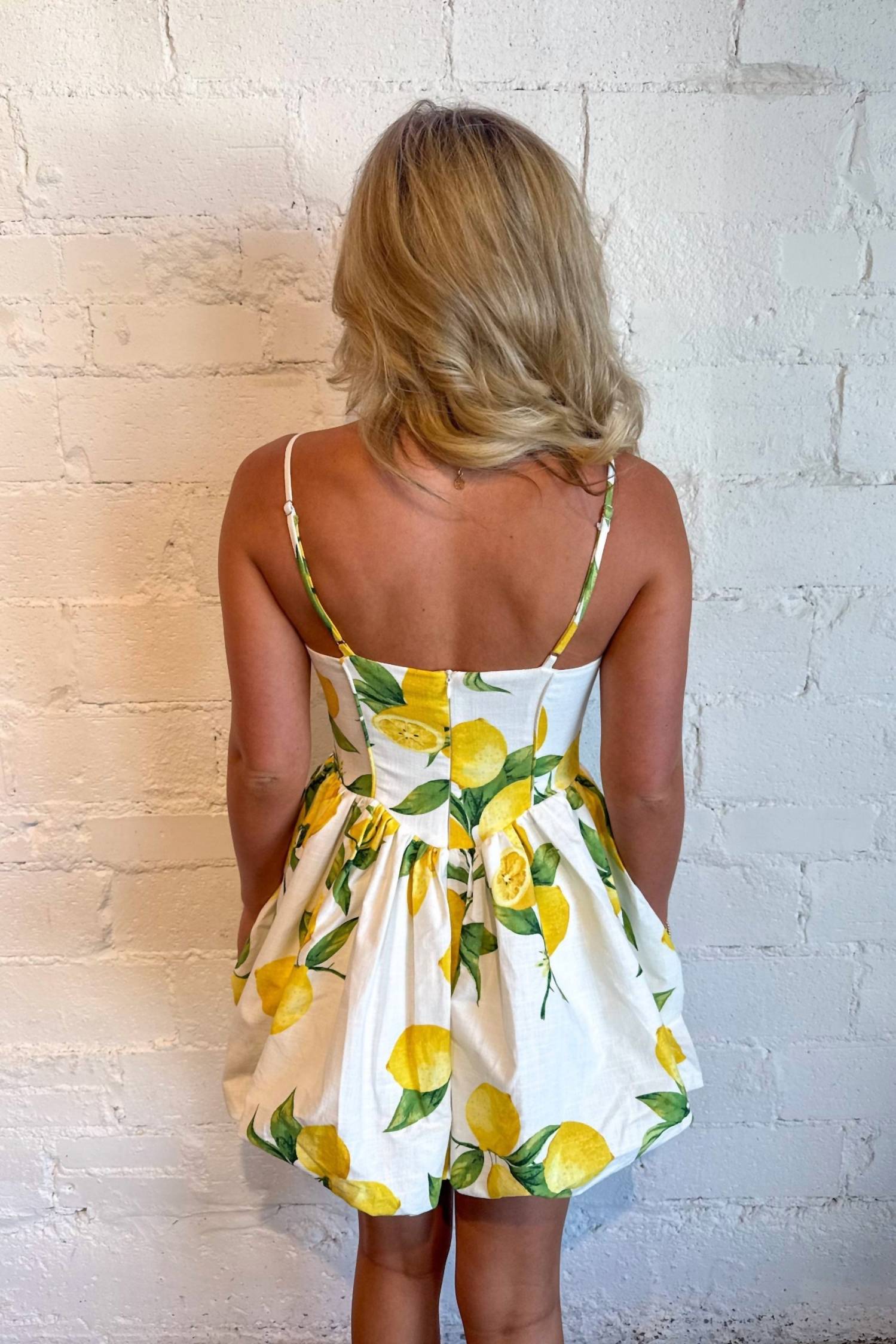 Sky To Moon - Refreshing Lemon Bubble Mini Dress