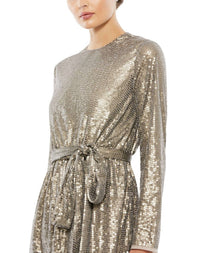 Mac Duggal - Sequin Belted Cocktail Dress